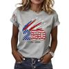 Fashion Women's Crew Neck Short Sleeve 3D Flag Color Printing Flag Short Sleeve Crew Neck T-Shirt