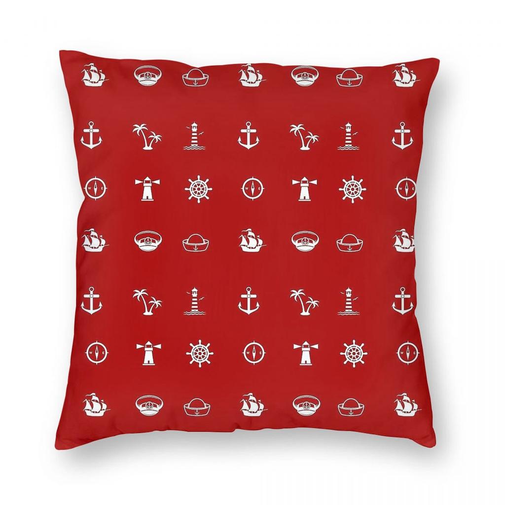 Small And Nautical Red Square Pillowcase Polyester Linen Velvet Creative Decorative Throw Pillow Case Room Cushion Case x