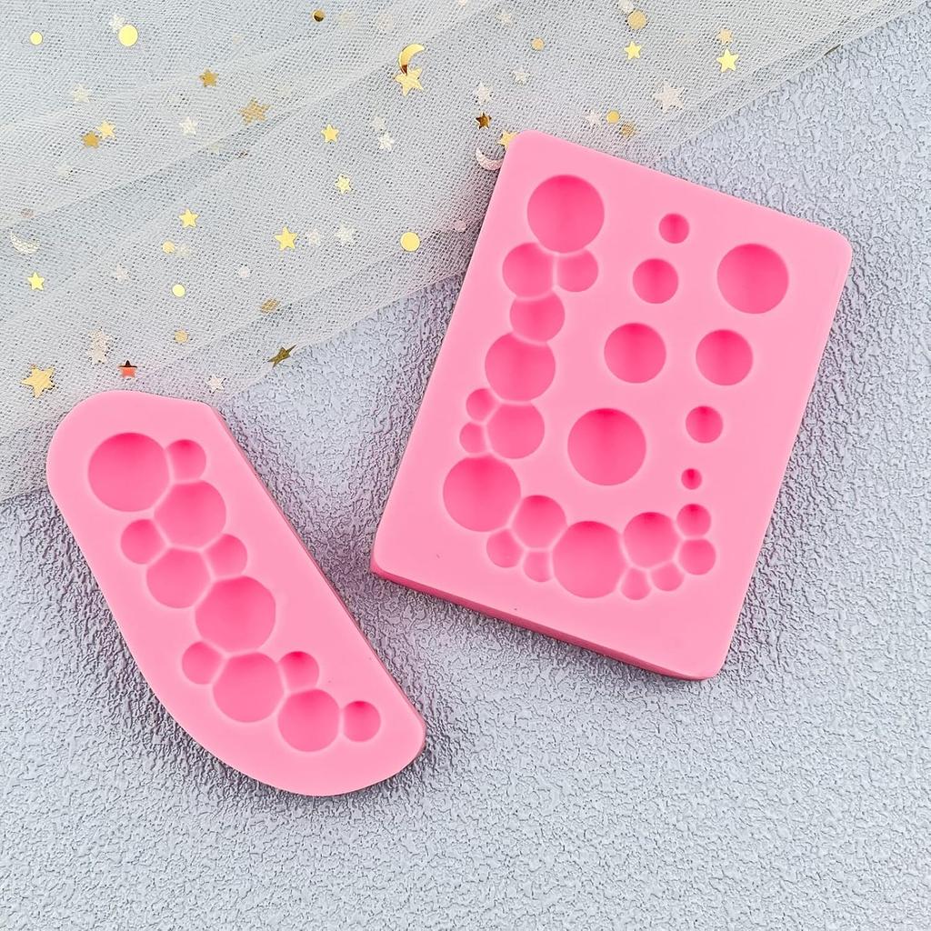 Hemispherical Pearl Ball Fondant Molds 2pcs, Heart Shape Bubble Cake Decorating Chocolate Silicone Molds for Cupcake Toppers, Desserts, Marzipan,