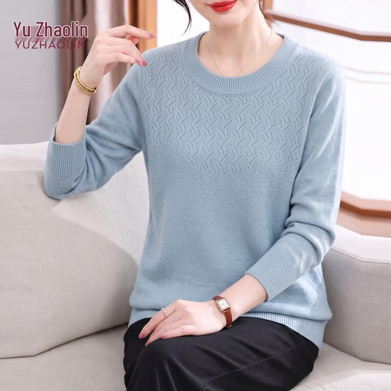 YUZHAOLIN Women's Elegant Crew Neck Knit Pullover for Mature Ladies