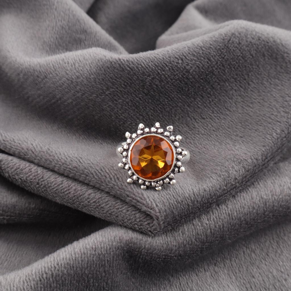 Citrine Gemstone Ring, Handmade Silver Jewelry, 925 Solid Sterling Silver Spiritual Ring, Gift For Her
