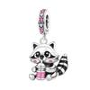 Copper Cute Raccoon Animal Beads Original Pendants Bracelet Charm Jewelry Party Diy Trendy Gifts