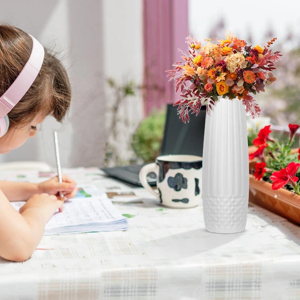 Diamond Design Flower Pot Imitation Ceramic Flower Arrangement New Flower Vase  Home Decoration