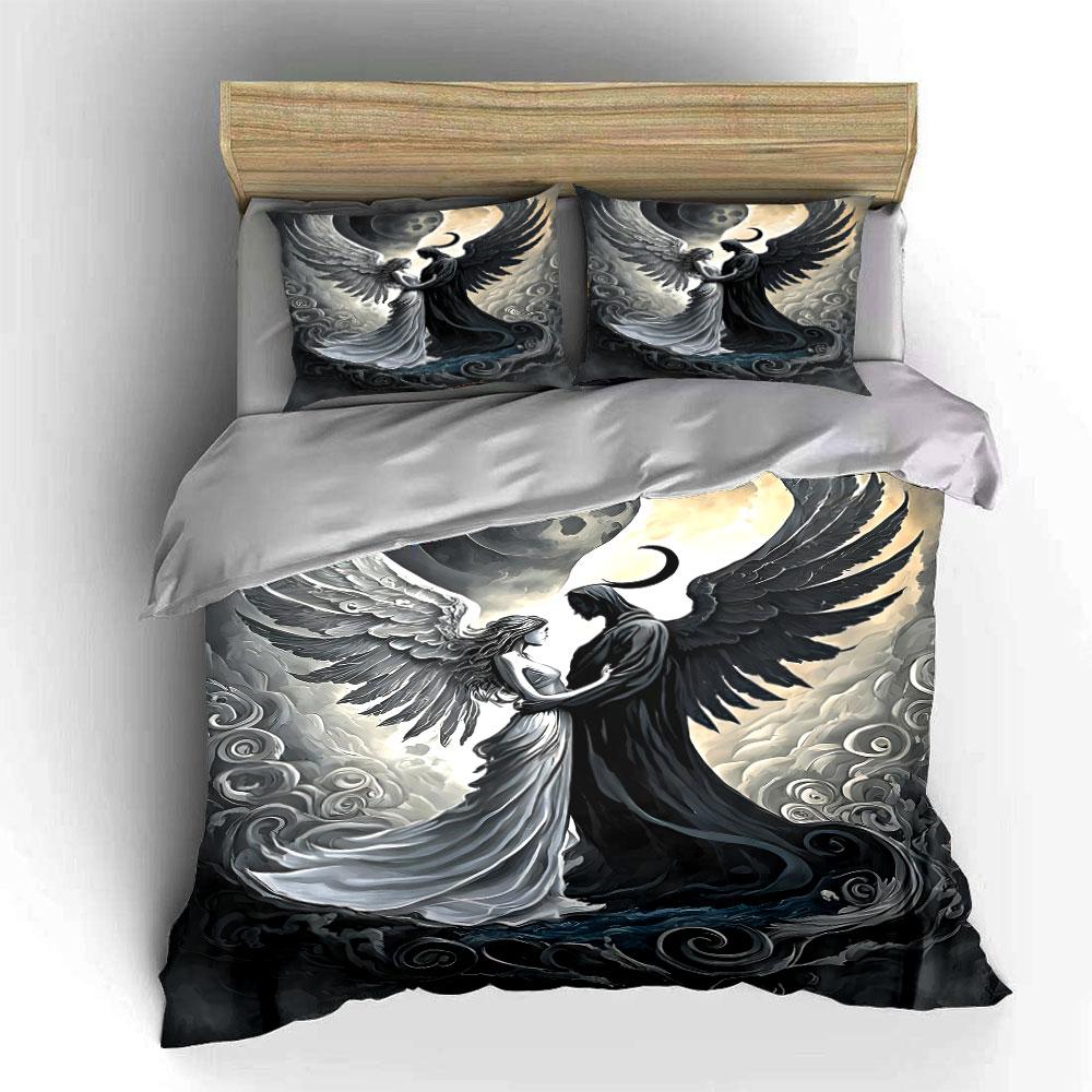 Angels with contrasting wings. Bedding sets Duvet cover sets Duvet covers Pillowcases(1* Duvet Cover 2* Pillowcases without duvet insert)