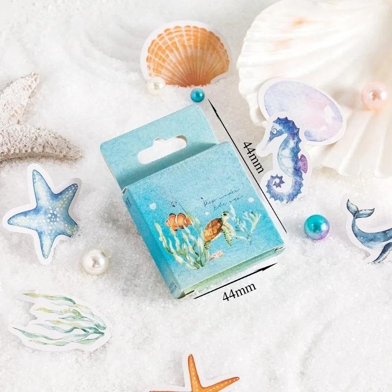 46pcs Deep Sea Realm Decorative Boxed Stickers Cute Animals Scrapbooking Label Diary Stationery Album Phone Journal Planner