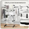Four-Shelf Collapsing Clothes Horse, With Side Arms and Wheels - Black
