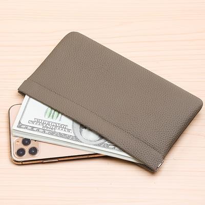 Portefeuille long en cuir véritable auto-fermant porte-passeport permis de conduire documents organisateur de câbles de données pour écouteurs espèces