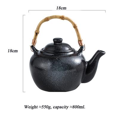 Japon Tarzı Çay Takımı Çaydanlık Seramik Ev Çay Makinesi İçme Çay Fincanı Tekli Pot Yaratıcı Bambu Saplı Çaydanlık Seti