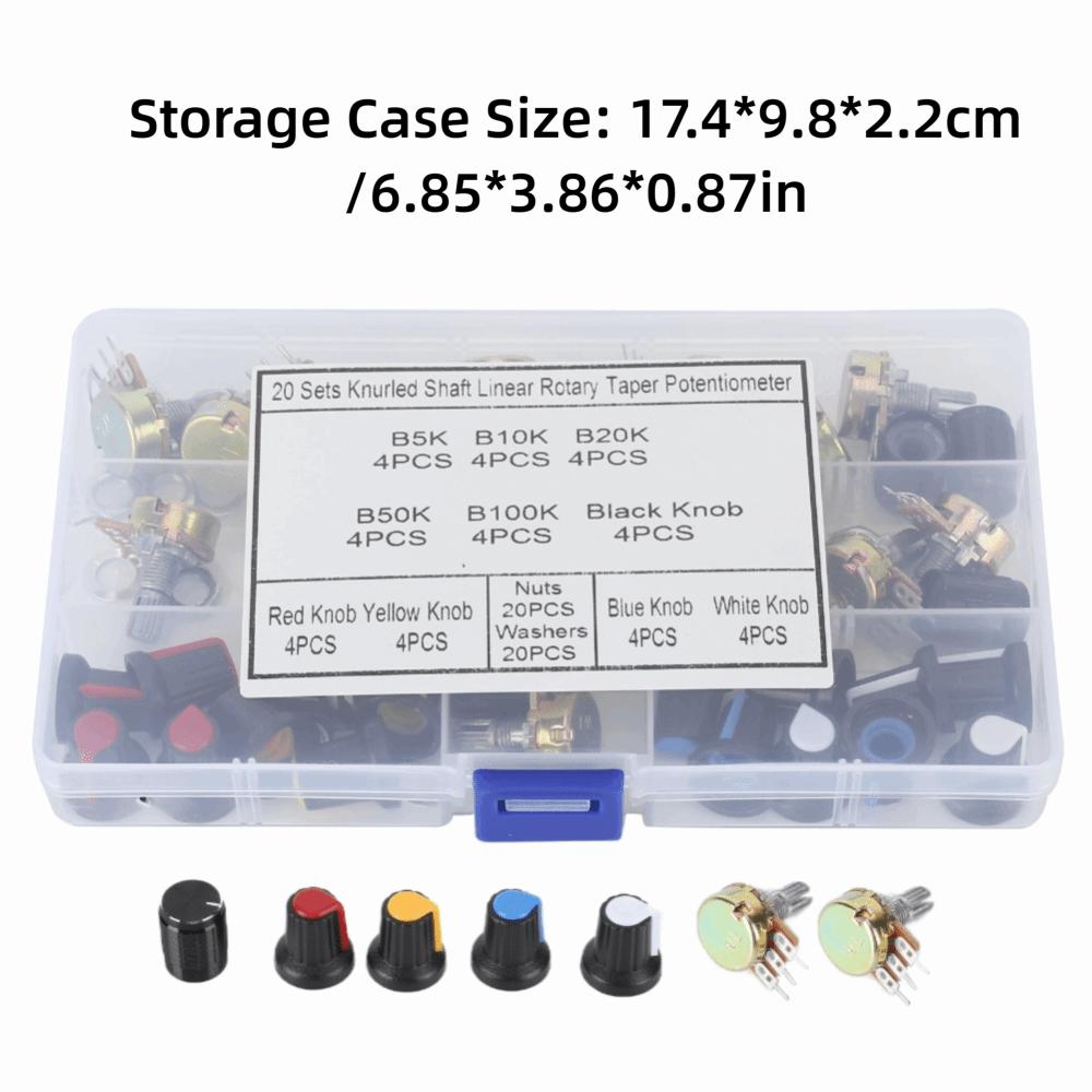 80Pcs with Storage Case Potentiometer Kit with Knob Potentiometer with Knob Electronic Projects