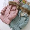 Girls Cotton-padded Coats Velvet and Thickened Winter Outerwear Fashion Hoodie Jacket Children Clothing