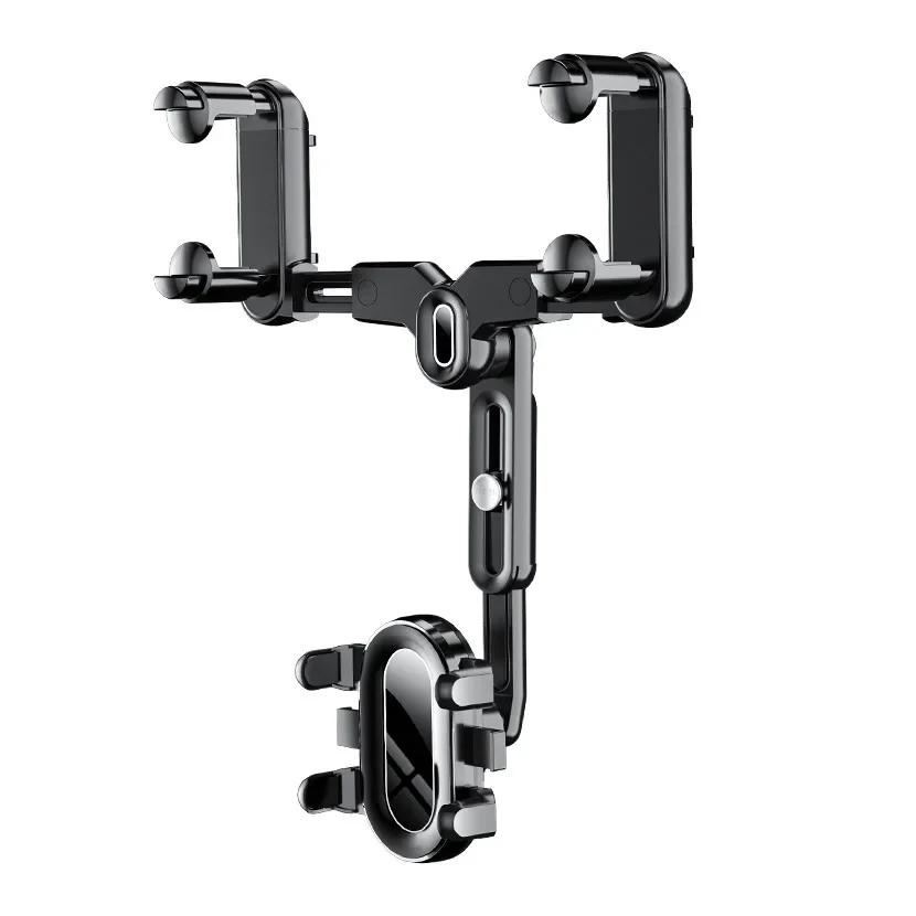 

Держатель для мобильного телефона на зеркало заднего вида автомобиля с поворотом на 360°, телескопический и регулируемый, универсальный телескопический держатель-клипса для автомобиля