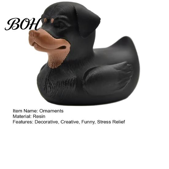Funny Dog Car Decoration 3D Printed Rottweiler Duck Figurine, Dashboard Ornament Ornament, Desktop Entry Creative