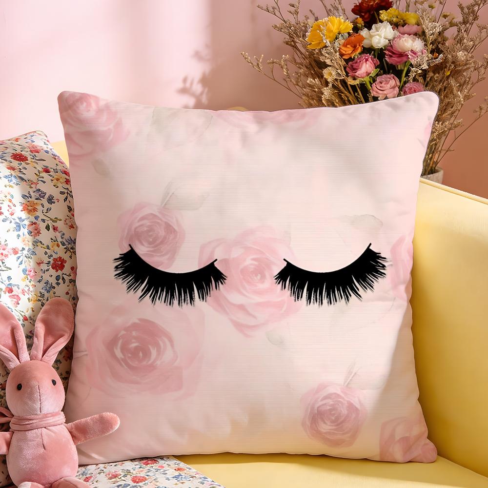 Cushion Cover Short Plush Throw Pillow Soft Washable Sofa Bed Office Cushion Beauty Makeup Eyelash