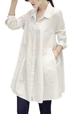 Utsvängd Tunika Blus Klänning för UV-maskin Finns i 4 [1/2-stil] Knälång Dam, Vardaglig, Skydd, Tvättbar, Färger, M-XL (Vit, L)