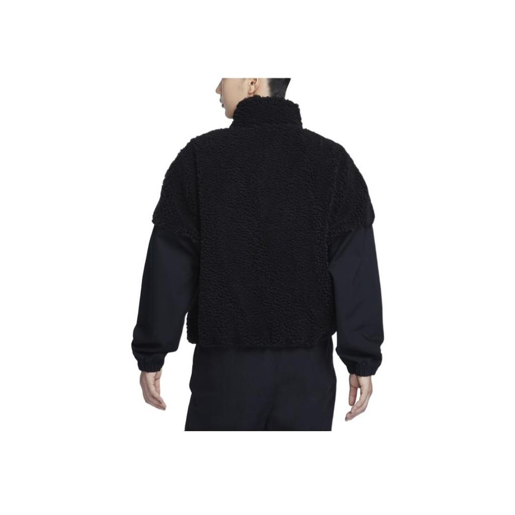 Nike Sportswear Color Block Logo Pattern Warm Fleece Jacket Women Jackets Black White FV8017-010