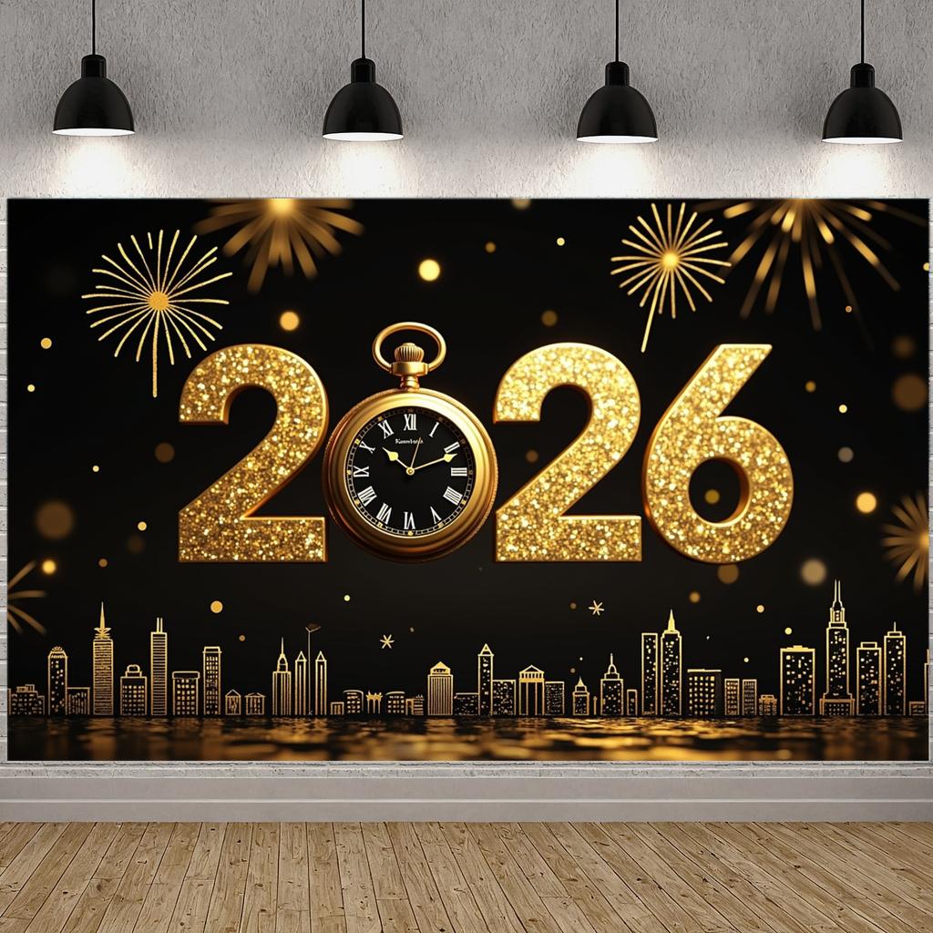 New Year Decor Lightweight Material Party Decoration Event Backdrop Decorative Design 2026 Celebration Banner For New Year Party