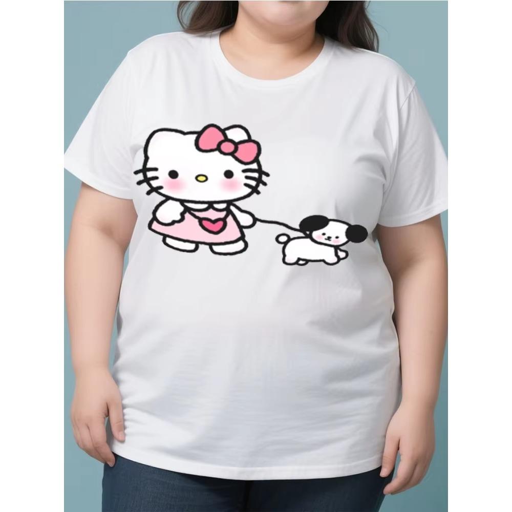 

Women Hello Kitty Print TShirt Cotton Slim Fit Short Sleeve Crew Neck Top Casual Wear Breathable Comfortable Soft Cotton S