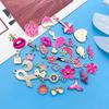 30 Cartoon Alloy Jewelry Pendants: Rose Red Drip Oil for DIY Bracelet and Handbag Accessories