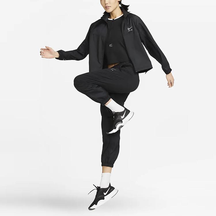 Nike Solid Color Letter Logo Print Stand Collar Zip Jacket Women Jacket Black DX0264-010