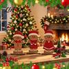 Cute Gingerbread Man Christmas Gift 3Pcs Wooden Ornaments, Decorative Figurines with Stable Bases for Holiday Home Decor Festive Party Supplies