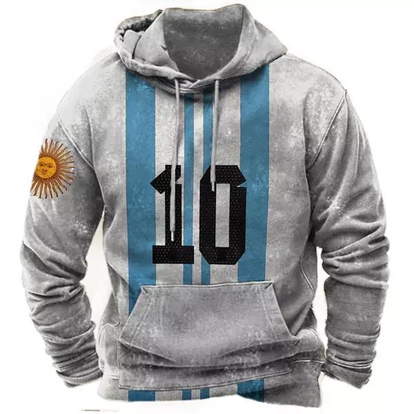 

Autumn 3D Argentina National Emblem National Flag Printed Hoodies Fashionable Casual Sports Long Sleeved Men s Hooded Sweatshirts S