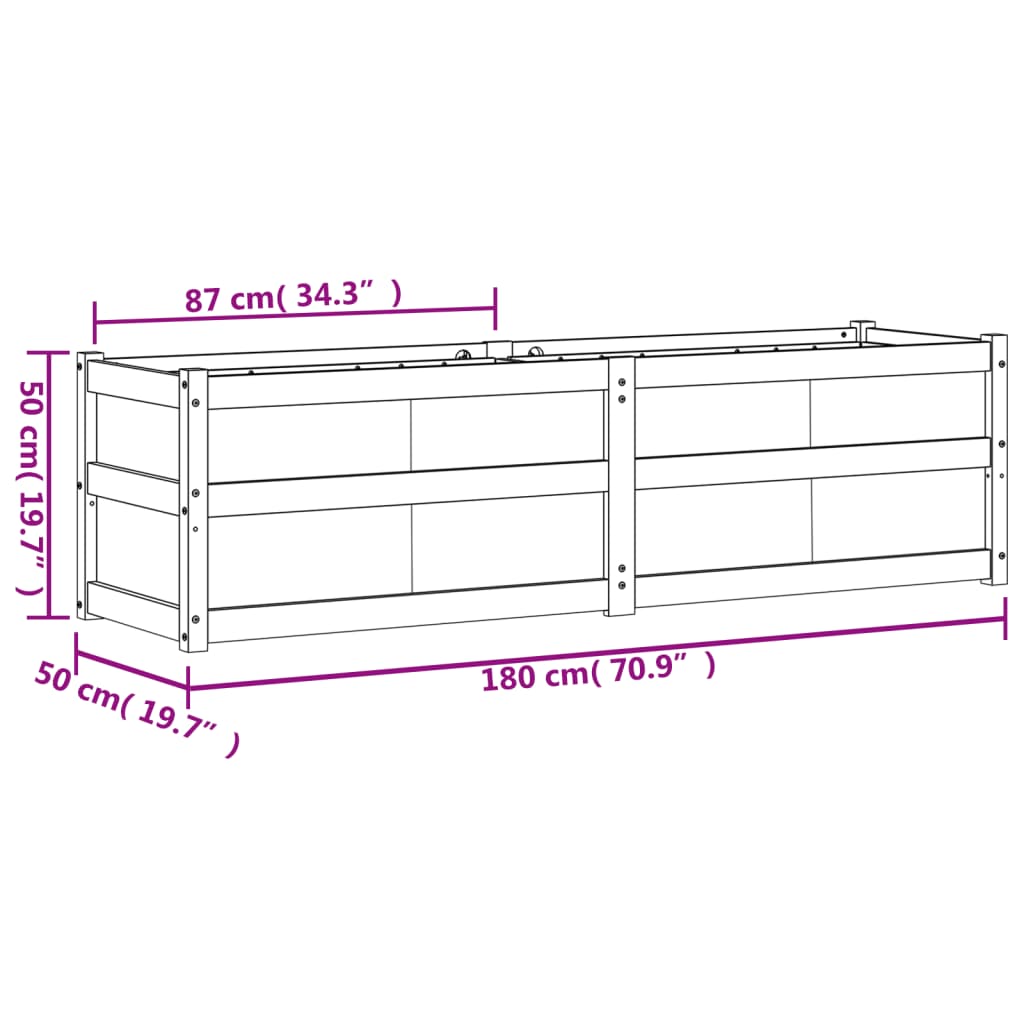 Plant Box Wax Brown 180 x 50 x 50 cm Solid Pine Wood