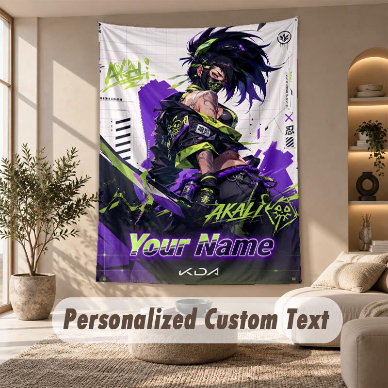 Tapestry Custom Name Text, Wall Hanging Tapestry Home Room DecorLeague of Legends