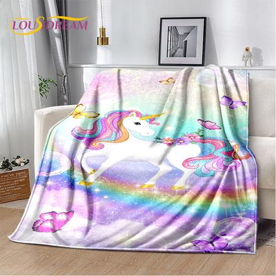 Cartoon Cute Unicorn Soft Plush Blanket,Children's Flannel Blanket Throw Blanket for Living Room Bedroom Bed Sofa Picnic Cover