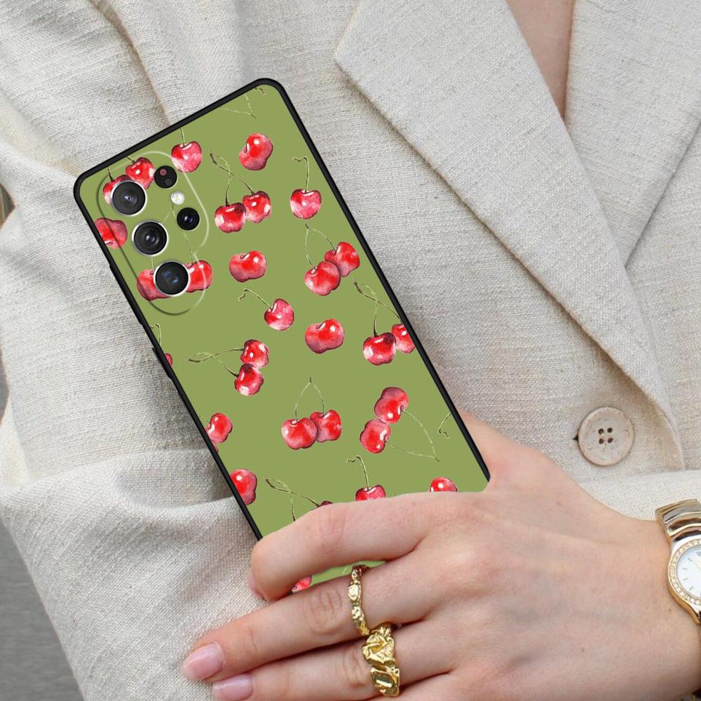 Red Cherry Summer Fruit Cell Phone Case for Samsung Galaxy S26 Ultra S25 S24 S23 S22 S21 S20 Note10 Cover