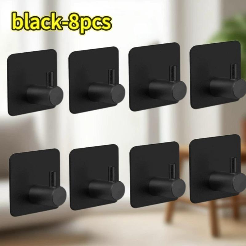1-10pcs Self Adhesive Hook Heavy Duty Stainless Steel Wall Hooks Towel Clothes Rack Hangers Bathroom Kitchen Storage Holders