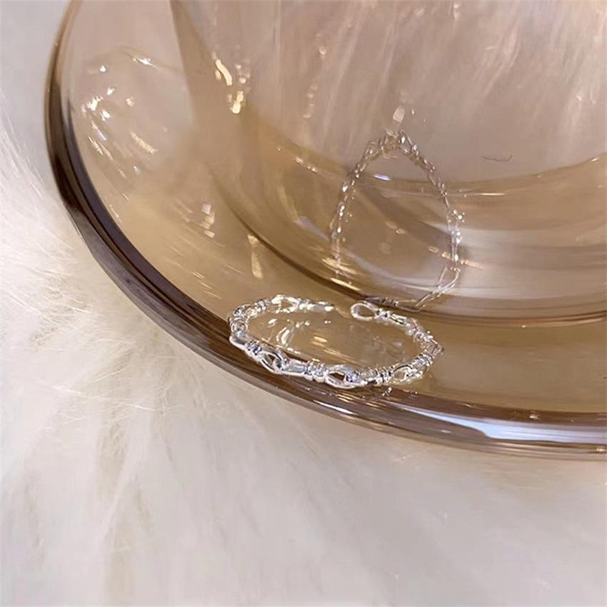 S925 Sterling Silver Korean Style Adjustable Open Ring for Women - Niche Light Luxury Trendy Colorfast High-End Feel