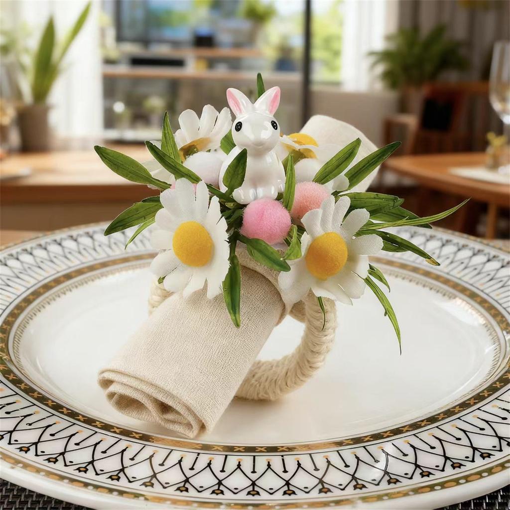 Fun Whimsical Easters Rabbit Eggs Shape Napkin Rings For Childrens Birthday Parties Easy Cleaning Plastic Materials