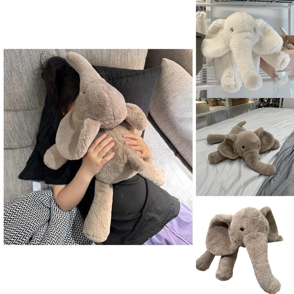 Ins Soft And Realistic Grey And White Elephant Plush Toy For Babies And Kids