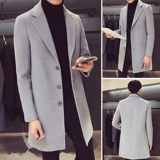 Men Suit Coat Lapel Long Sleeve Solid Color Mid-length Suit Jacket Slim Fit