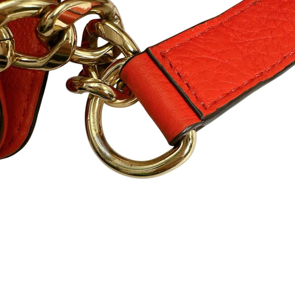 Michael Kors A4 Compatible Shoulder Bag Handbag Leather Red Women Used