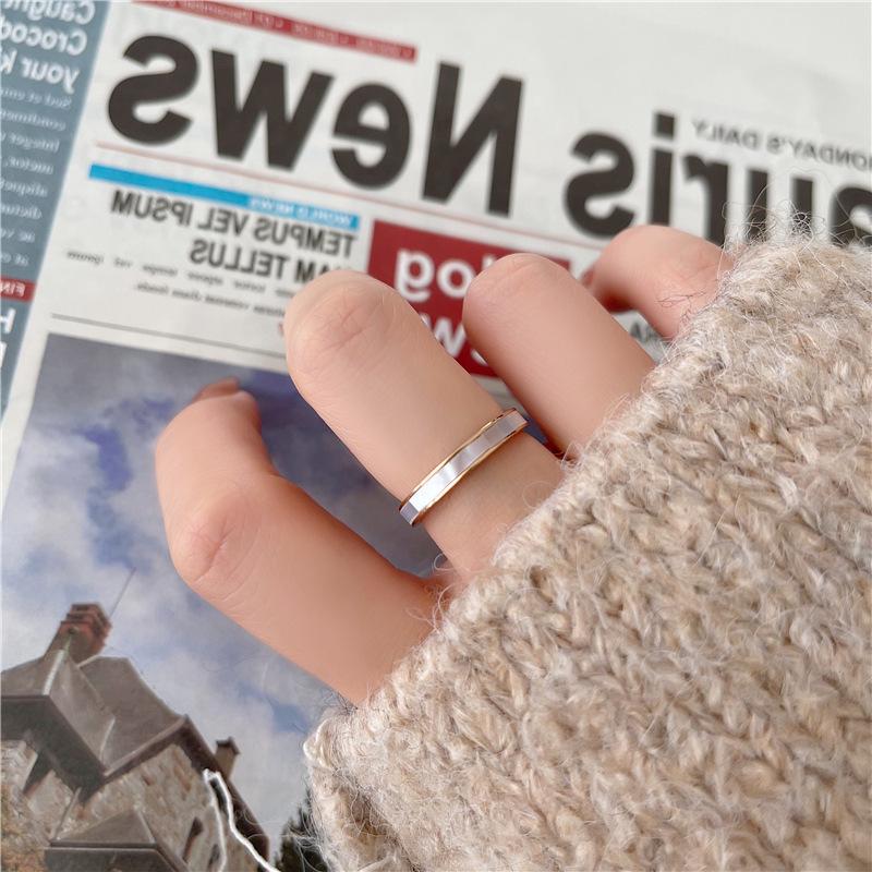 Korean Fashion Rhinestone Titanium Steel 18K Rose Gold Shell Women's Ring