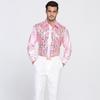 Men's Luxury Sequined Shirt Form-fitting Formal Shirt for Wedding Single-breasted Shirt with Long Sleeves Lapels