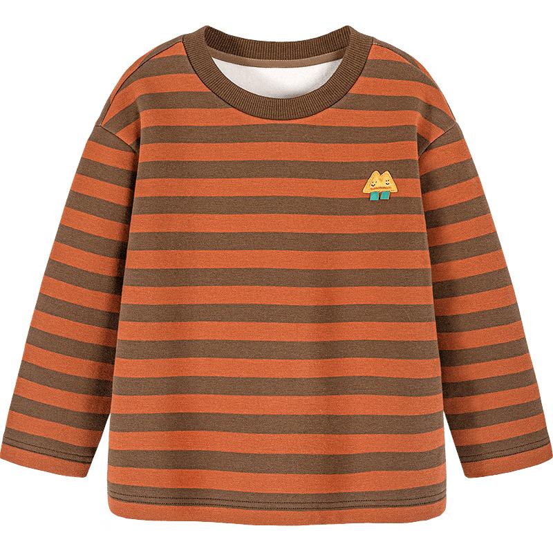 Minibala Kids  Striped Fleece-Lined Long Sleeve T-Shirt 110