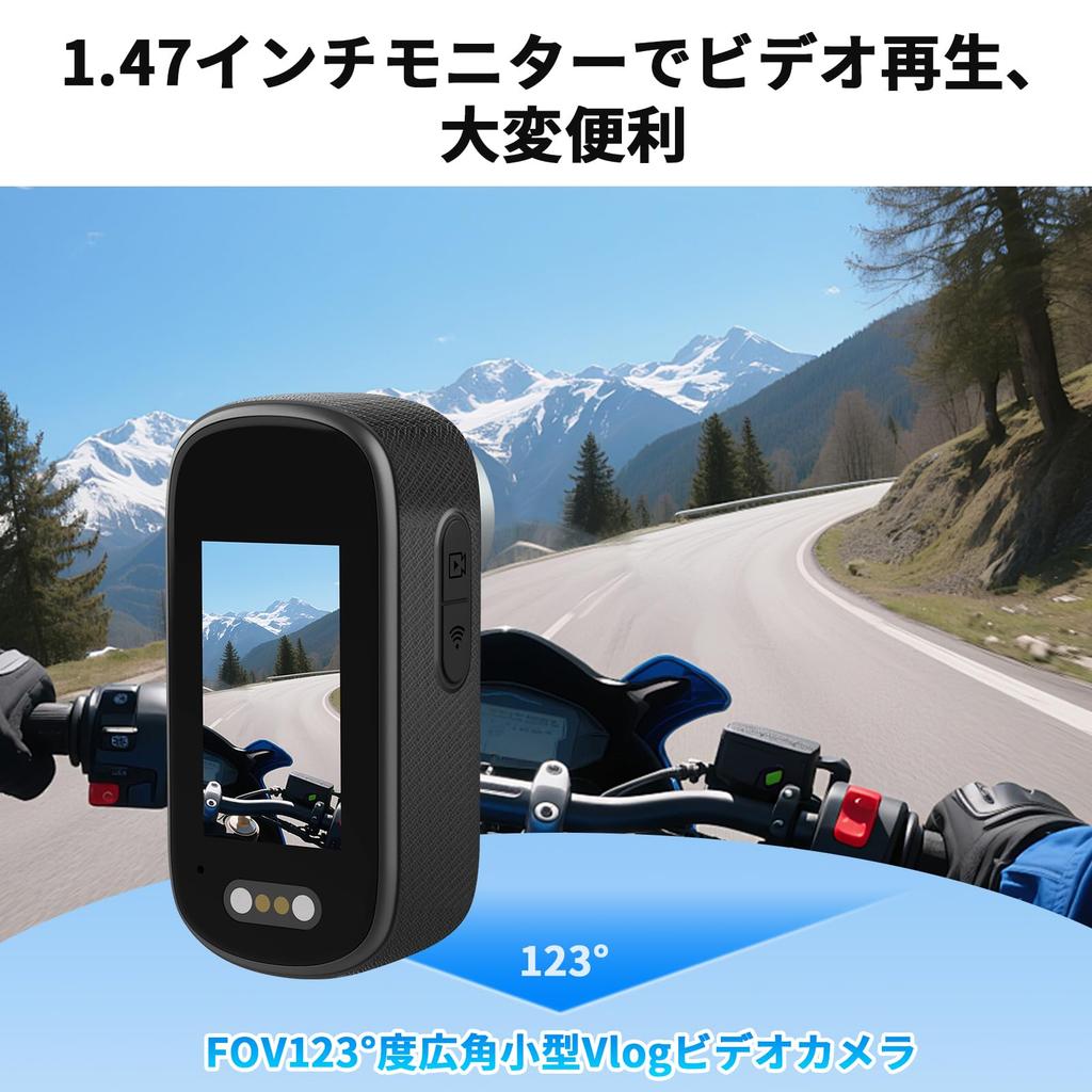 4K Action Mini Vlog Wearable Small Video Smartphone Wide Battery Night Card Supports Lightweight Overwrite IP65 for Pet Mountable on Motorcycles and