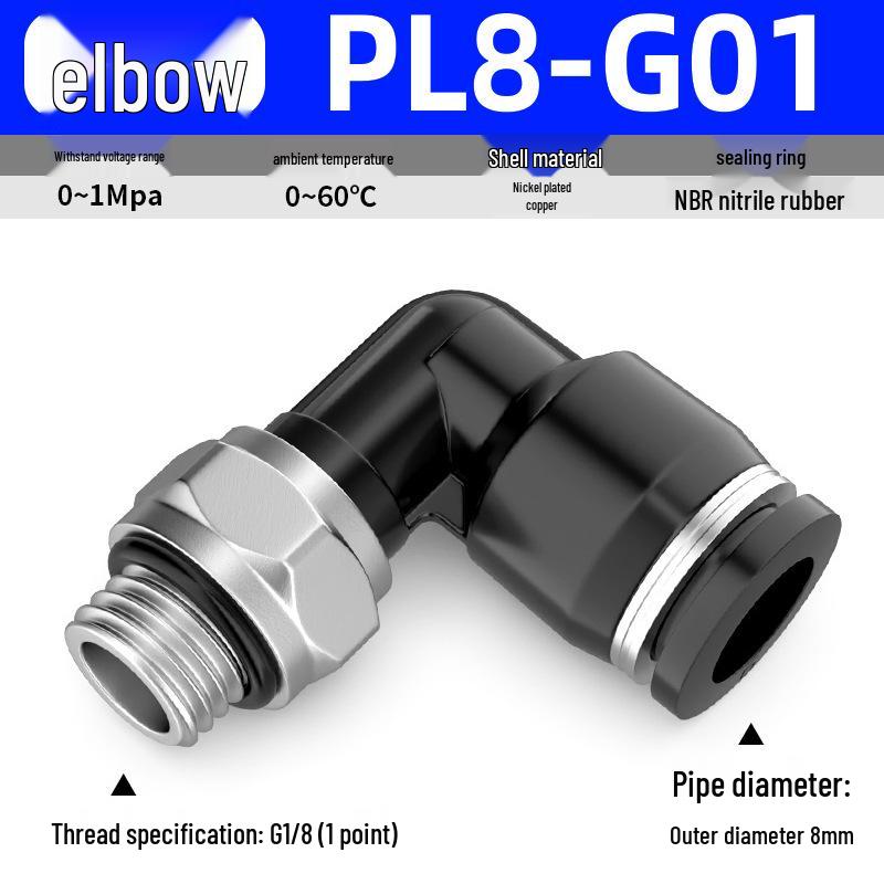 Zhuo Ji Pneumatic Male Thread Straight G Thread Quick Connect Fitting PC8-G02 Air Hose Connector PL6/10-G01