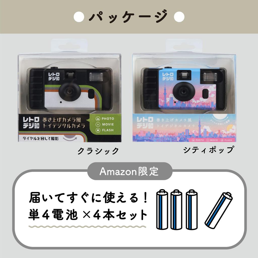 Kenko Retro Digital 90 Toy Camera City Pop KC-RD90CP Set of 4 AAA Batteries 320,000 Pixels Photos Videos MicroSD Card Slot