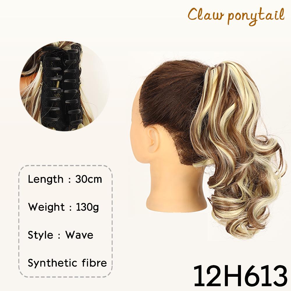 Synthetic Drawstring Ponytail Short Wavy Curly Ponytail Clip In Hair Extensions Natural Looking For Women Daily Use
