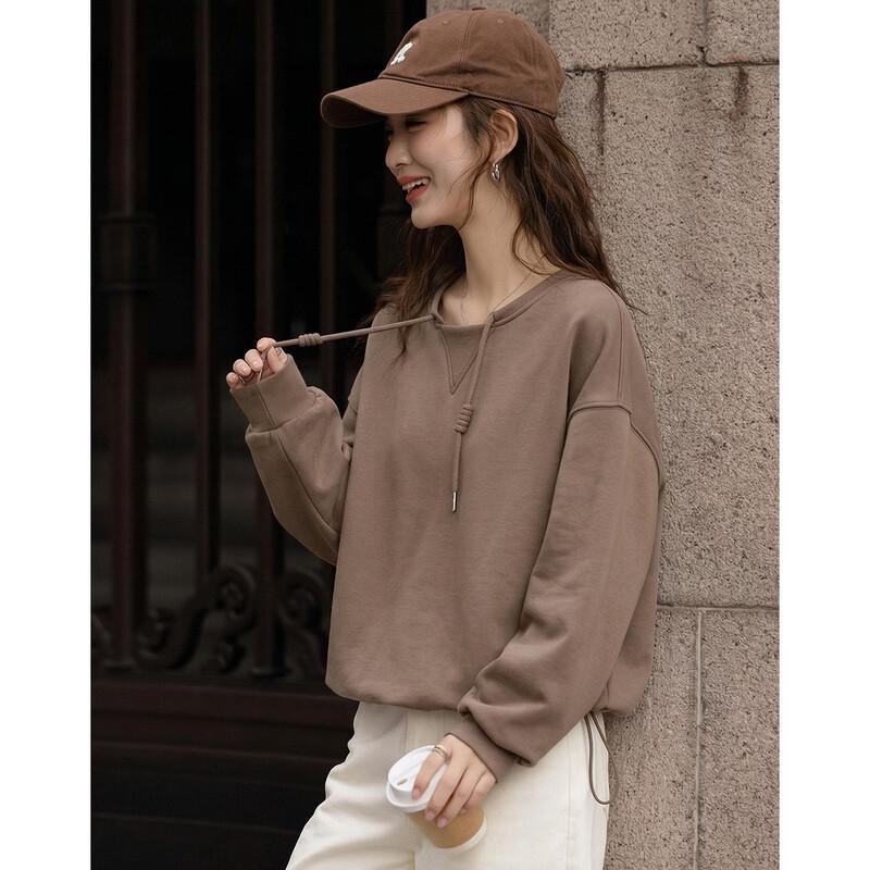 Demana Women's Cloud Cotton Round Neck Drawstring Sweatshirt