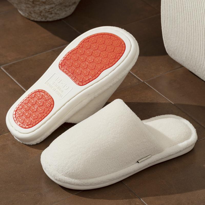 

Non-slip bottom cotton slippers women s autumn and winter indoor home couple silent plush warm slippers plush confinement cotton mop 36-37