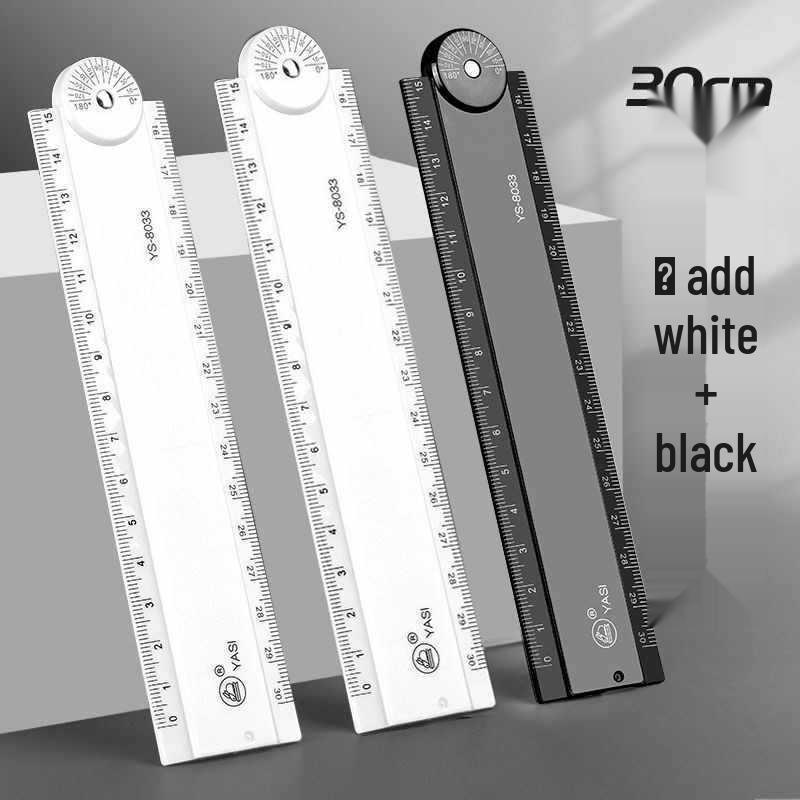 30cm Multifunctional Folding Ruler for Students: Straight Edge with Wavy Line Grid for Geometric Drawings