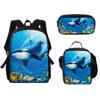 Classic Popular Funny Underwater World Whale 3D Print 3pcs/Set Pupil School Bags Laptop Daypack Backpack Lunch Bag Pencil Case