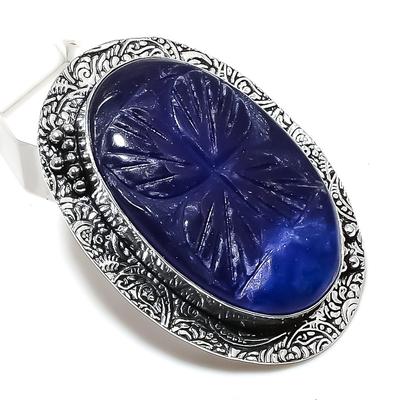Sapphire Natural 925 Sterling Silver Jewelry Pendant 2.09" P1R64