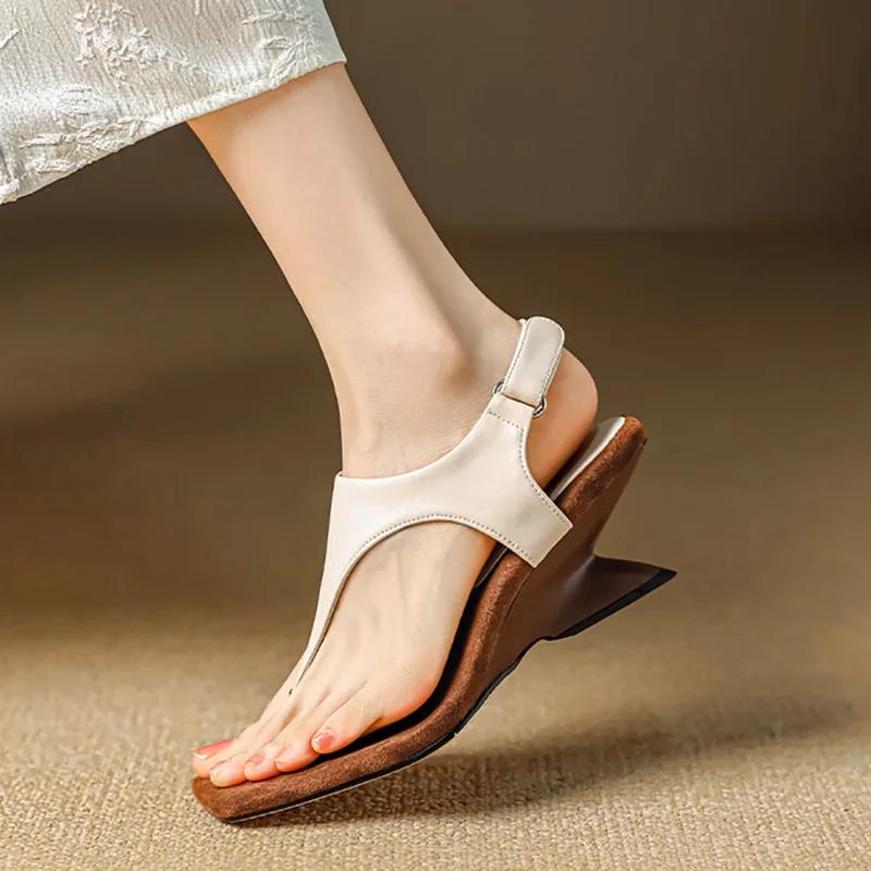 Retro Style Women Vacation Sandals Fashion Clip Toe Summer Casual Party Female Wedges Heel Sandals