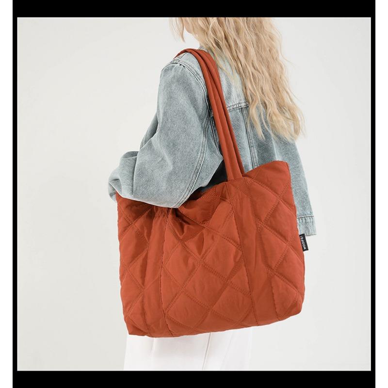 Ladies' Large Capacity Casual Nylon Cloth Shoulder Bag, Solid Color Tote Bag