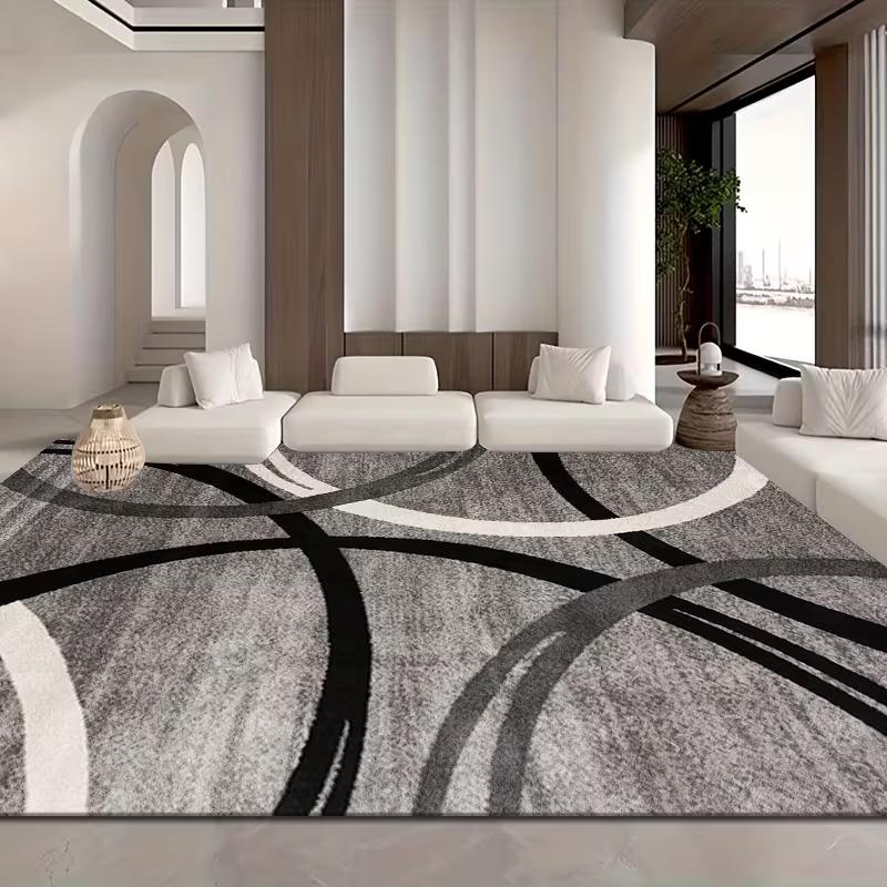 Modern Abstract Swirl Area Rug Geometric Print Home Decor Carpet Non-Slip Indoor Floor Mat for Living Room Bedroom